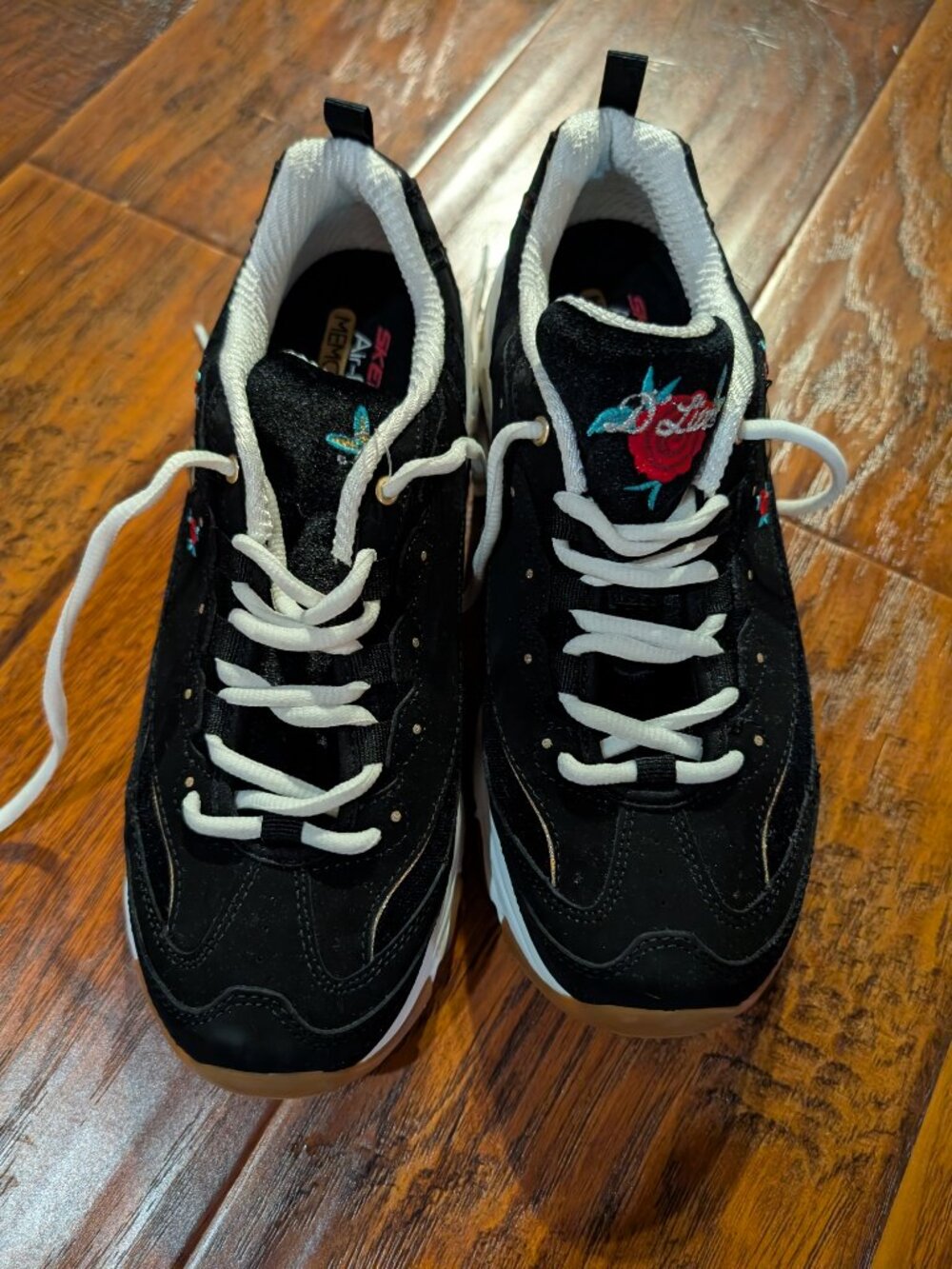 Skechers D'Lites Air Cooled Memory Foam Floral Sneakers Women's 9.5 Black - Picture 6 of 10
